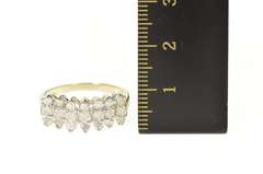 10K Yellow Gold 0.84 Ctw Diamond Row Cluster Statement Ring