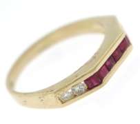 Chic 14kt YG Ruby and Diamond Channel Set Ring