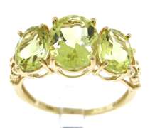 Gorgeous Lime Quartz 3 Stone Ring