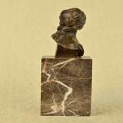Female Bust Bronze Sculpture on Marble Base Figurine