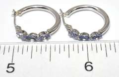 Tanzanite Hoop Earrings in White Gold