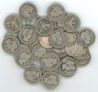 Bag of 40 assorted Full Date circ Barber Head Quarters