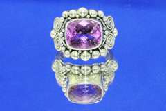 Bright Natural Amethyst in Sterling Ring