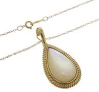 Precious 14kt YG Pear Shaped MOP Pendant on Chain
