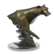 Cougar Female Lion Bronze Sculpture on Marble Base Statue