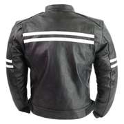 LEATHER VENTED SCOOTER JACKET W/ STRIPES