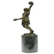 Basketball Bronze Figure on Marble Base Sculpture