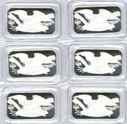 6 Special SilverTowne pure .999 fine sealed silver bars
