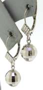 Simple White Gold Faceted Ball Dangle Earrings