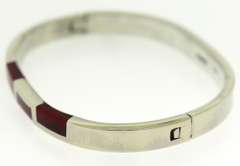 Red Jasper Inlat Hingled Bangle Bracelet