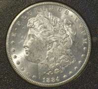 1884-CC Morgan Silver Dollar, GSA, Toned Rev