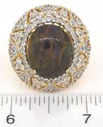 Captivating Enormous 28.64 CTS Ruby & White Sapphire Ring in Vermeil