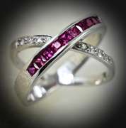 Architectural 18K Ruby & Diamond Bypass Ring