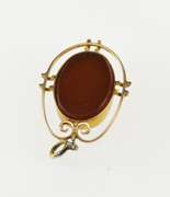 10K Yellow Gold Ornate Carved Carnelian Cameo Victorian Charm/Pendant