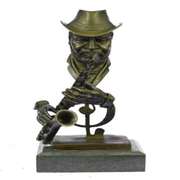 Sax Saxophone Player Salutes Jazz and Rhythm and Blues Bronze Sculpture