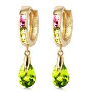 Solid Yellow Gold Green Act Cubic Zirconia Earrings