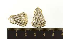 14K Yellow Gold 1.85Ctw Chevron Diamond Statement French Clip Earrings
