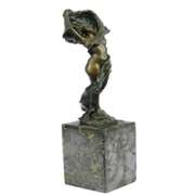 Nude Girl Bronze Statue on Marble Base Figure