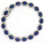 Elegant 22.51CTW Sapphire Bracelet in Sterling Silver