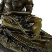 Indian Maiden in Canoe Bronze Sculpture