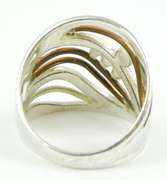2-Tone Sterling Turquoise Wide Ring, Size 10