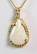 Lovely Opal & Diamond Pendant & Chain