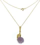 Lavender Jade Rose Pendant Necklace