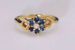 Sweet Sapphire & Diamond Ring in 14k