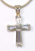 Cross Pendant with CZs and Chain in Sterling Silver