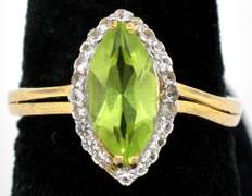 Beautiful Peridot & White Topaz Ring in Vermeil
