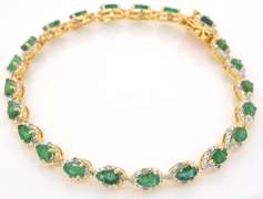 Gorgeous Emerald & Diamond Bracelet in Vermeil