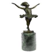 Classy Girl Ballerina Bronze Statue on Marble Base Sculpture