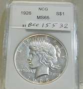 1926 Peace Dollar certified MS-65