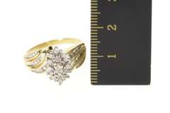 10K Yellow Gold Marquise Diamond Cluster Bypass Statement Ring