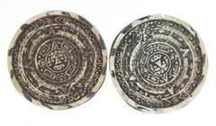 Aztec Round Sterling Silver Cufflinks