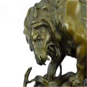 Lion and Snake Bronze Sculpture on Marble Base Statue