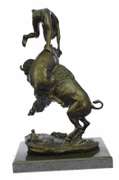 Buffalo and Horse Bronze Sculpture
