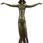 Belly Dancer Bronze Figurine on Marble Base Sculpture