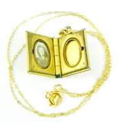 Vintage Gold Filled Book Locket & Chain