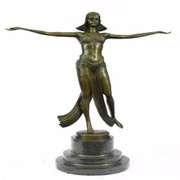 Belly Dancer Bronze Figurine on Marble Base Sculpture