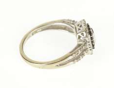 10K White Gold Black & White Diamond Halo Promise Engagement Ring