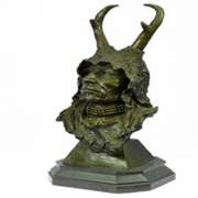 Native American Bronze Sculpture on Marble Base