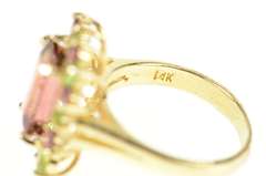 14K Yellow Gold Syn. Garnet Tourmaline Peridot Cocktail Ring