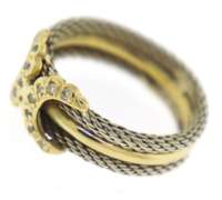 Unique 18kt Two-Tone Gold & Diamond Accent Buckle Ring