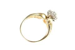 10K Yellow Gold Marquise Diamond Cluster Bypass Statement Ring