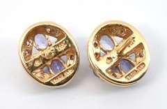 Cute Iolite and Diamond Stud Earrings