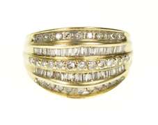 10K Yellow Gold Diamond Encrusted Tiered Statement Band Ring
