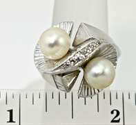 Captivating 14K White Gold Double Pearl Ring