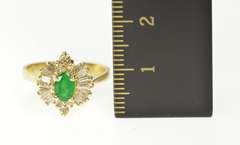 14K Yellow Gold 0.98 Ctw Oval Emerald Diamond Engagement Ring