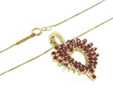 Gorgeous Ruby Spray Style Heart Necklace